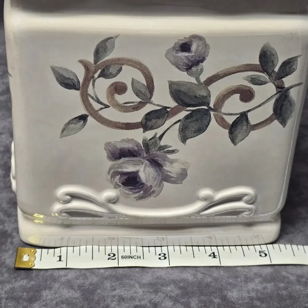 Dillard's Croscill Chambord Ceramic Amethyst Floral Design Tissue Box Cover
